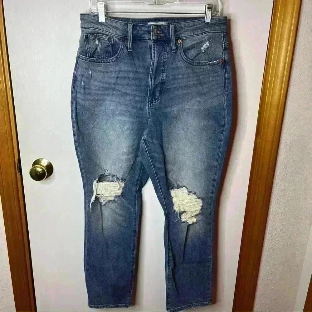 Madewell‎ The Curvy Perfect Vintage Jean Women 29 Blue Distressed5 Pocket